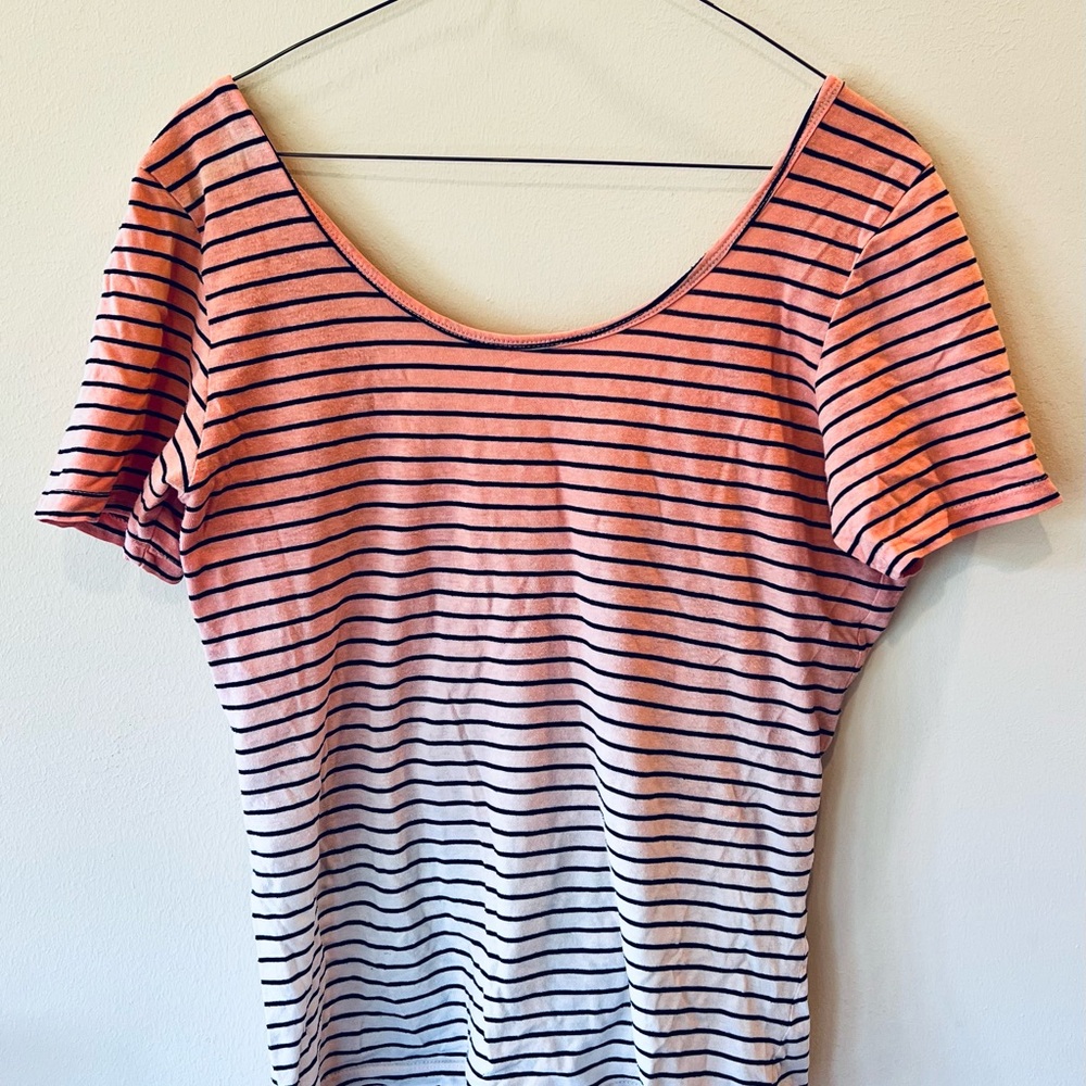 Sanctuary Orange and White Ombré Striped Short Sleeve T-Shirt